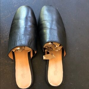 Madewell Black Leather Slip-On Slides